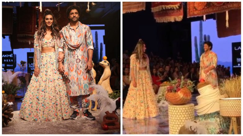 LFW Winter/Festive 2019: Shibani Dandekar’s ‘Palat’ Moment for Farhan Akhtar as They Walk the Runway Is So Cute (See Pics and Video)