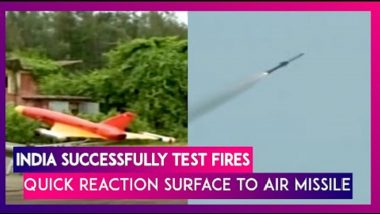 Balasore: DRDO Successfully Test Fires Quick Reaction Surface To Air Missile