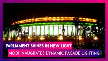 PM Narendra Modi Inaugurates Dynamic Facade Lighting, Parliament Shines In New Light