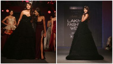 LFW Winter/Festive 2019: Rhea Chakraborty Walks the Runway for Ambika Lal in a Beautiful Black Gown (See Pics)