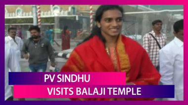 PV Sindhu Visits Balaji Temple In AP’s Tirumala After Winning Gold At BWF World Championships