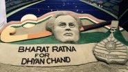 National Sports Day 2019: Remembering Major Dhyan Chand With This Beautiful Sand Art by Sudarsan Pattnaik (View Pic)