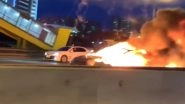 Tesla Model S Explodes on Autopilot After Colliding With Truck on Russian Highway, 3 Injured (Watch Viral Video)