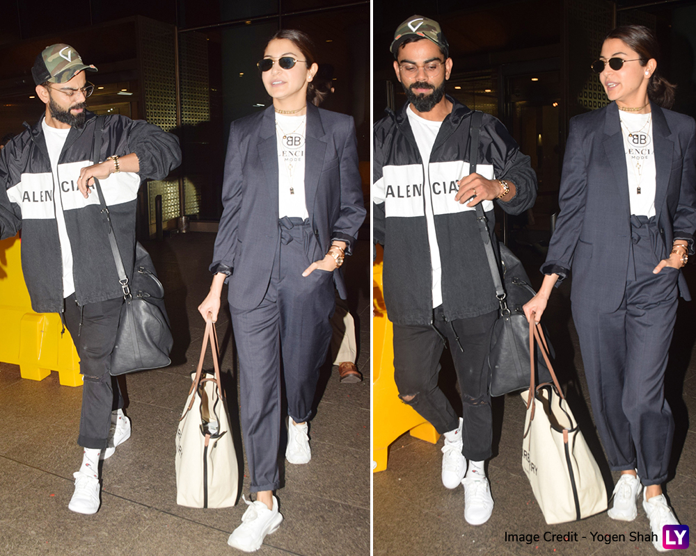 Anushka Sharma And Virat Kohli Twin In Monochromes As They Return From ...