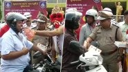 Gujarat: Rajkot Cops Dress As Lord Ganpati, Offer Laddus to Those Riding Bike Wearing Helmet; See Pics