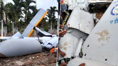 Karnataka: TAPAS Experimental Unmanned Aerial Vehicle of DRDO Crashes Near Chitradurga Test Range During Test Flight
