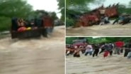 Close Shave For 12 Schoolchildren As Truck Tilts on Flooded Road in Rajasthan, Watch Video