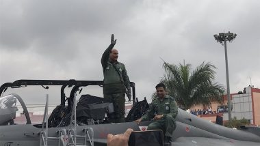 Defence Minister Rajnath Singh Undertakes Maiden Sortie on Tejas LCA in Bengaluru (Watch Video)