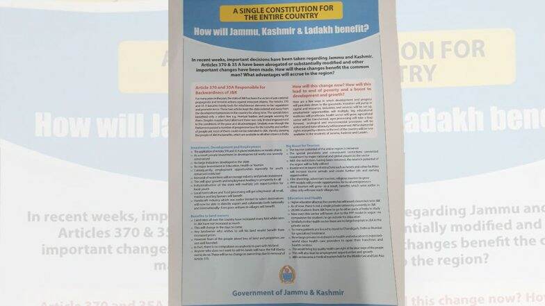 Jammu and Kashmir Administration Explains Benefits of Abrogation of Article 370 Jammu and Kashmir Administration Explains Benefits of Abrogation of Article 370