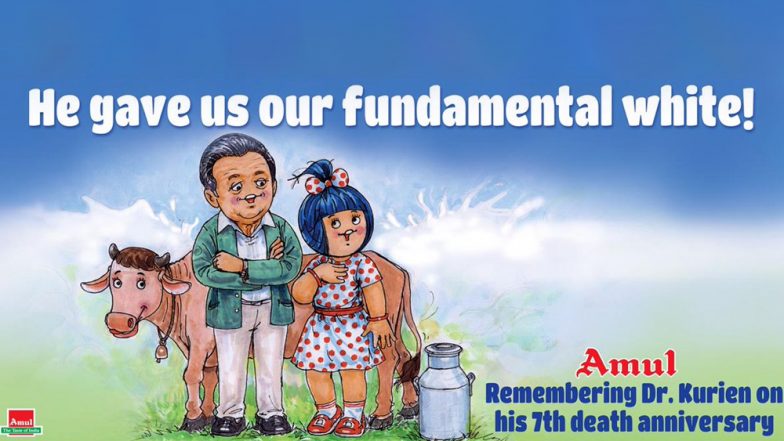 Amul Topical Honours Dr Verghese Kurien, Father of White Revolution on His 7th Death Anniversary With Lovely Ad (View Pic)