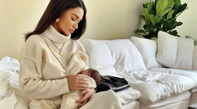 Amy Jackson Shares Pros and Cons of Working at Home, Shares a Monochrome Pic of Husband and Son