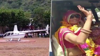 Rajasthan Government School Teacher Takes Chopper Ride Back Home on Retirement Day to Fulfill Wife's Wish to Fly (View Pics)