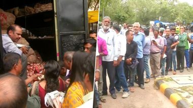 Onions Sold at Rs 22 Per kg in Delhi by Govt Mobile Vans, People Queue Up in large Numbers as Non-Subsidised Prices Soar to Rs 70-80