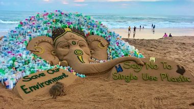 Ganesh Chaturthi 2019: Sudarsan Pattnaik Creates Sand Ganesh With a Message ‘Say No to Single-Use Plastic’