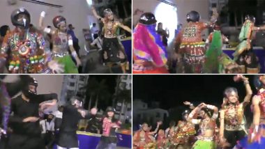 Gujarat Navratri 2019 Celebration: People in Surat Perform Garba Dance Wearing Helmets to Create Awareness About Road Safety; Watch Video