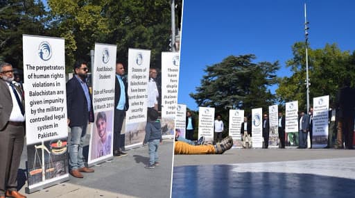 Protests Against Pakistan Army: Baloch & Sindhi Activists Stage Demonstrations At Broken Chair Outside UN Office Over Enforced Disappearances Protests Against Pakistan Army: Baloch & Sindhi Activists Stage Demonstrations At Broken Chair Outside UN Office Over Enforced Disappearances