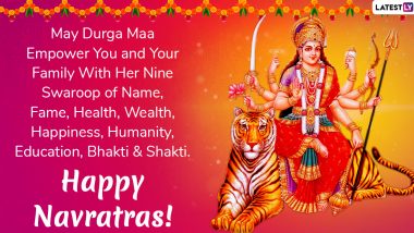 Happy Sharad Navratri 2020 Wishes & HD Images: WhatsApp Sticker Messages, SMS, GIF Greetings, Quotes and Facebook Photos to Send to Family and Friends
