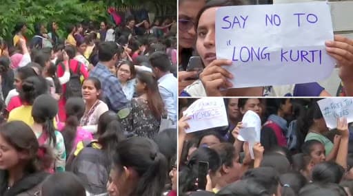 St. Francis College For Women Students Stage Protest Against College Diktat of Banning Shorts