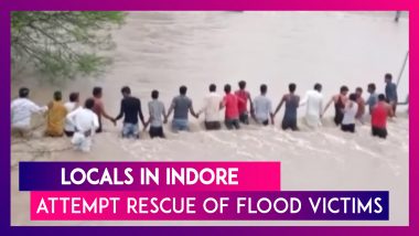 Locals In Indore Brave Overflowing River To Pull Out Stranded Flood Victims