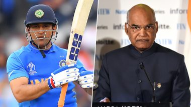 President Ram Nath Kovind Showers Praises on MS Dhoni, Says ‘He Has Made Ranchi Famous in the World of Cricket’