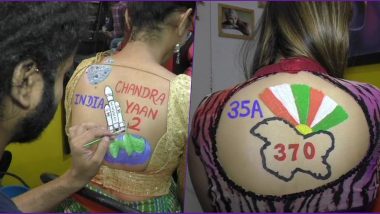 Navratri 2019 Tattoo Trends: Women Get PM Modi- Trump Meet, Chandrayaan 2 and Article 370 Tattoo Designs For Garba Dandiya Celebrations in Surat (View Pics)