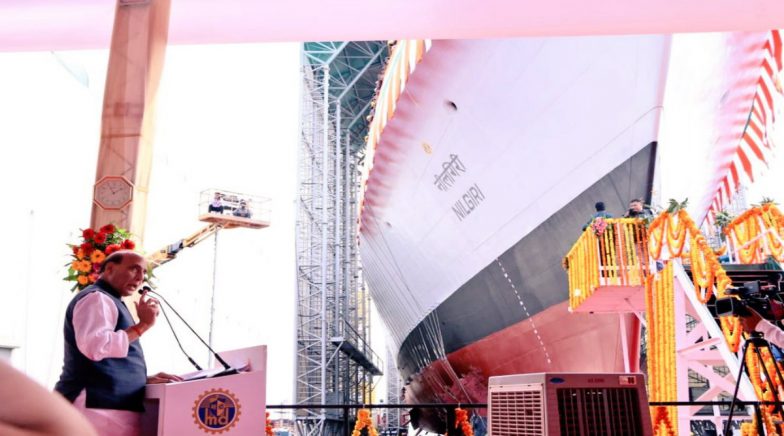 Warship INS Nilgiri Launched by Rajnath Singh in Mumbai | 📰 LatestLY