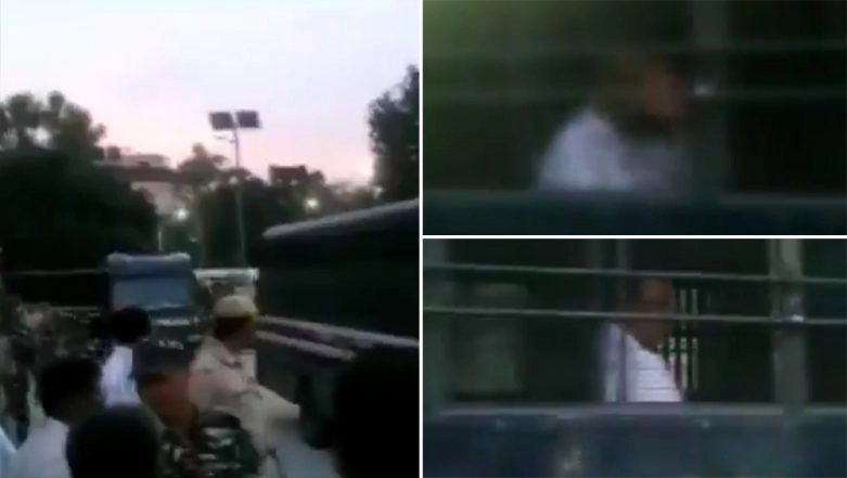 Watch: P Chidambaram Waves at Supporters From Police Bus Enroute Tihar Jail