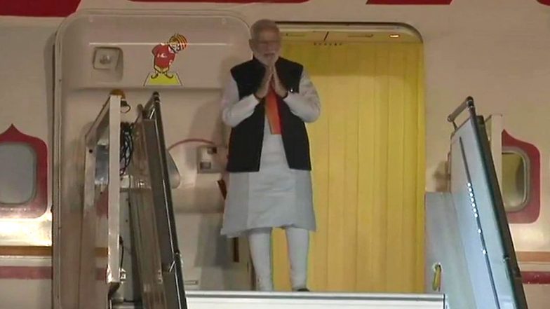 PM Narendra Modi Arrives at Palam Airport in Delhi, BJP Workers Gathered in Large Numbers to Welcome Prime Minister