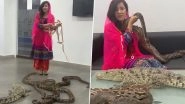 Pakistani Singer-Cum-Actress Rabi Pirzada Plays With Snakes and Crocodile, Warns Reptile Attack Against Indians and PM Narendra Modi for Abrogation of Article 370; Watch Video