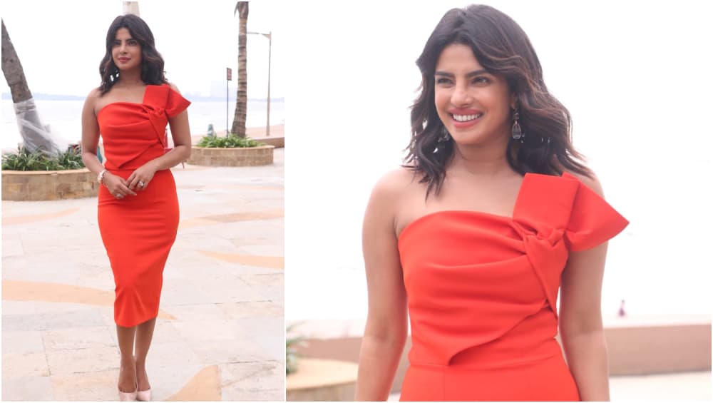 Priyanka Chopra stuns in a red dress.