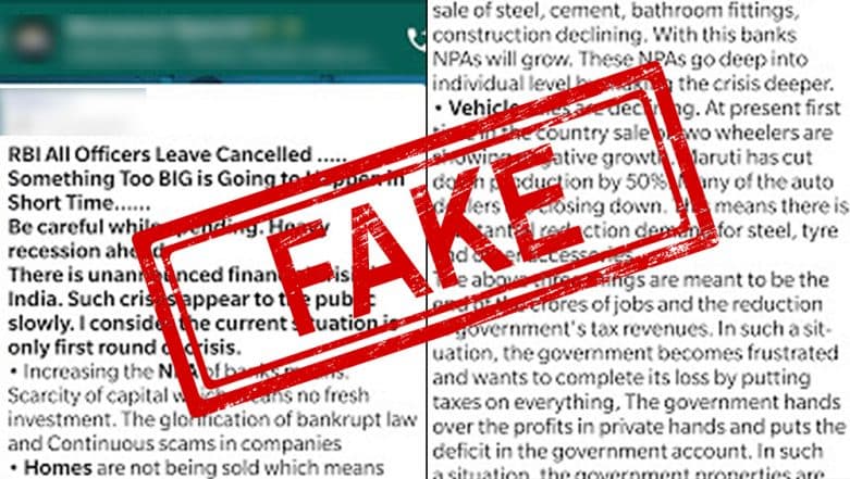 All RBI Officers Leave Cancelled? Fact Check as Fake News Goes Viral Amid Ongoing Economic Slowdown