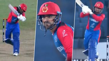 Rashid Khan or Rafael Nadal? Afghanistan Skipper Produces ‘Nadalesque’ Forehand to Hit a Stunning Six Against Zimbabwe (Watch Video)
