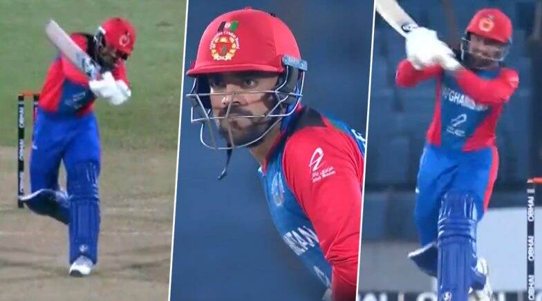 Rashid Khan or Rafael Nadal? Afghanistan Skipper Produces ‘Nadalesque’ Forehand to Hit Stunning Six