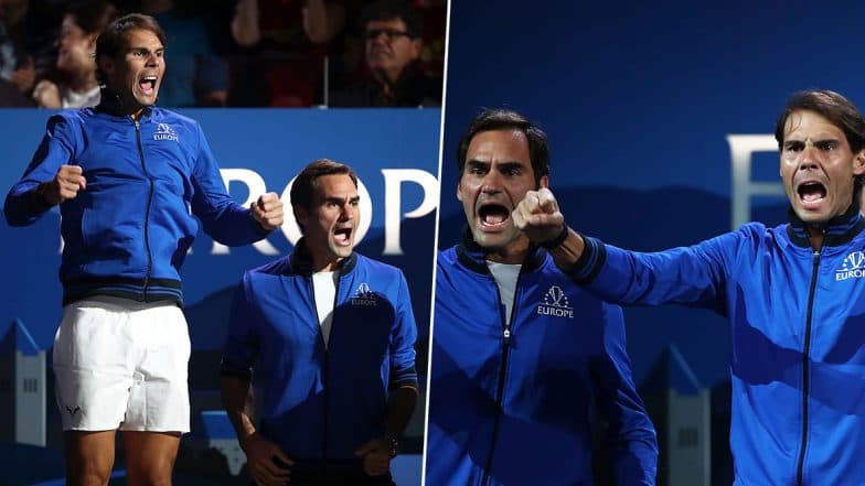 When Tennis Greats Roger Federer and Rafael Nadal Turned Fans And Watched a Live Laver Cup 2019 Tennis Match (Watch Video) When Tennis Greats Roger Federer and Rafael Nadal Turned Fans And Watched a Live Laver Cup 2019 Tennis Match (Watch Video)