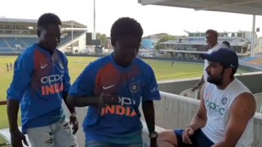 Rohit Sharma Pulls His Two Carribbean Fans From The Crowd to Groove to Dwayne Bravo's Champion Song (Watch Video)