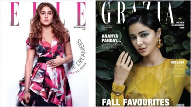 Sara Ali Khan on Elle or Ananya Panday on Grazia, Which Newbie Actress Impressed You More As Cover Girl for September Issue? View Pics
