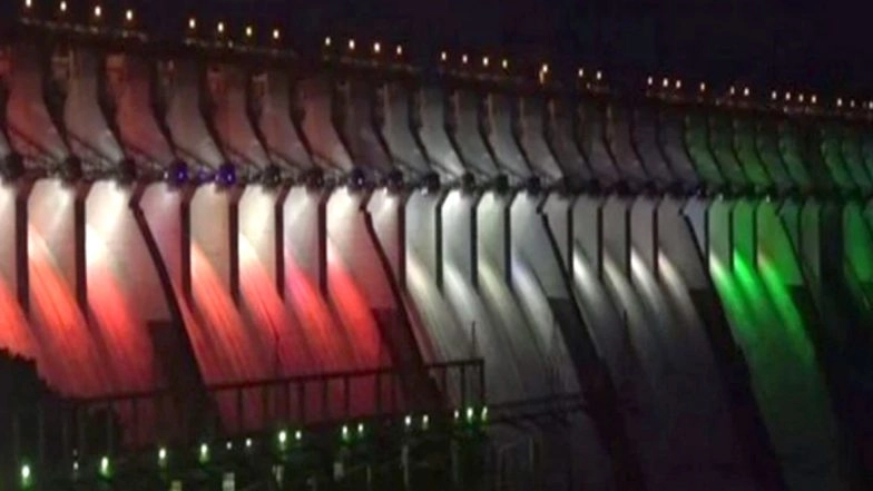 Narendra Modi 69th Birthday: Sardar Sarovar Dam Illuminates With Tricolour Ahead of PM’s Gujarat Visit