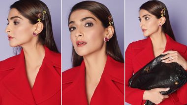 Sonam Kapoor Looks P-H-A-T in Red But It is Her Butterfly-Heart Themed Hair Clip That Steals the Show (View Pics)