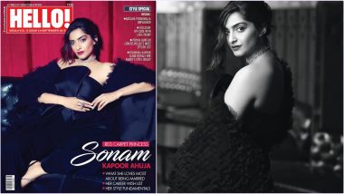 Sonam Kapoor Looks Stunning in Black Jumpsuit With a Ruffled Cape on Hello India Magazine Cover’s September Issue