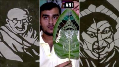 From Mahatma Gandhi to Lata Mangeshkar, the Images Carved on Leaves by This Tripura Artist Are Stunning (Watch Video)