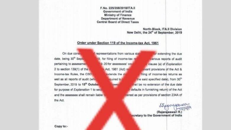 ITR 2018-19 Filing Last Date Extended Till October 15? Income Tax Department Alerts Tax Payers Against Fake News Being Circulated Online