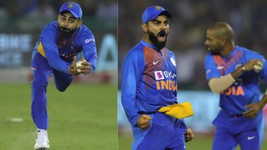 Virat Kohli Takes One-Handed Catch! Fans Praise ‘King Kohli’ But Insist Indian Captain Is Taking ‘Catching Lessons’ from Ravindra Jadeja (Watch Video)