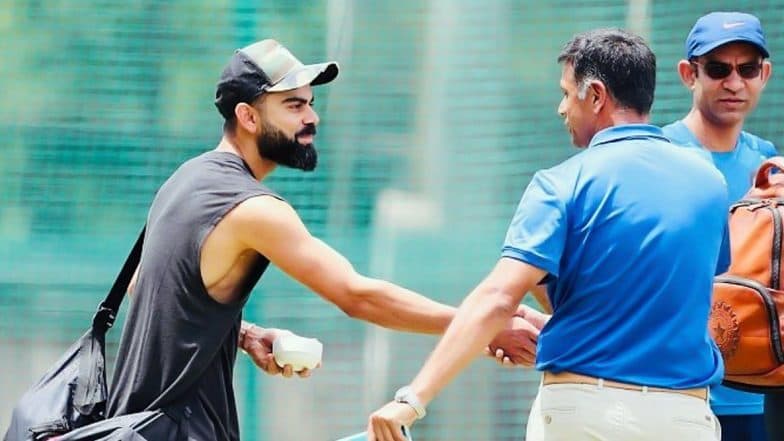 Virat Kohli Greets Rahul Dravid With a Handshake in Bengaluru Ahead of India vs South Africa 3rd T20I Match, See Instagram Post Virat Kohli Greets Rahul Dravid With a Handshake in Bengaluru Ahead of India vs South Africa 3rd T20I Match, See Instagram Post