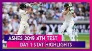 Ashes 2019 4th Test, Day 1 Stat Highlights: Mitchell Marsh Takes Four-Fer, Jos Buttler Scores Fifty