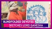 Blindfolded Devotee Sketches Lord Ganesha In Varanasi, Uttar Pradesh