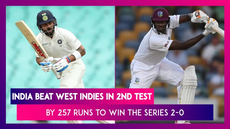 Ind Vs Wi 2nd Test 2019 Stat And Highlights India Defeat West Indies By 257 Runs To Win Series 2 0950