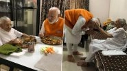 Narendra Modi Birthday: PM Meets His Mother Heeraben Modi on 69th Birthday, Takes Her Blessings; View Pics
