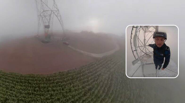 German YouTuber's base jump amid dense fog will scare you. 