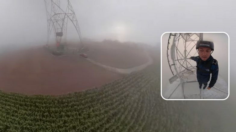 German YouTuber’s Base Jump off a Towering Antenna Into a Sea of Dense Fog Will Scare the Hell Out of You! (Watch Viral Video)