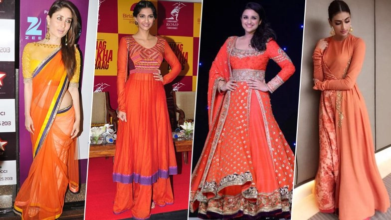Navratri 2019 Day 1 Colour Orange: Let Sonam Kapoor, Kareena Kapoor Khan and Others Teach you How to Pull of Outfits in this Shade (View Pics)